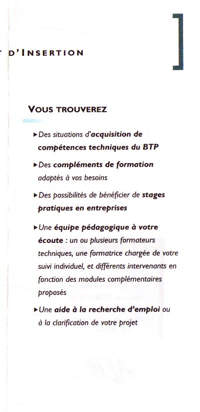 flyer de présentation de l'action polyvalente BTP, volet 3